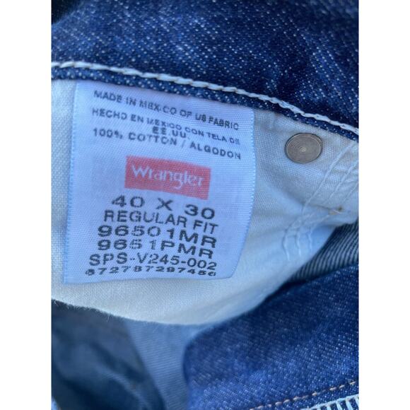 Wrangler Jeans Mens 40x30 Dark Blue Classic Fit Five Star Denim Utility Durable - Picture 5 of 6